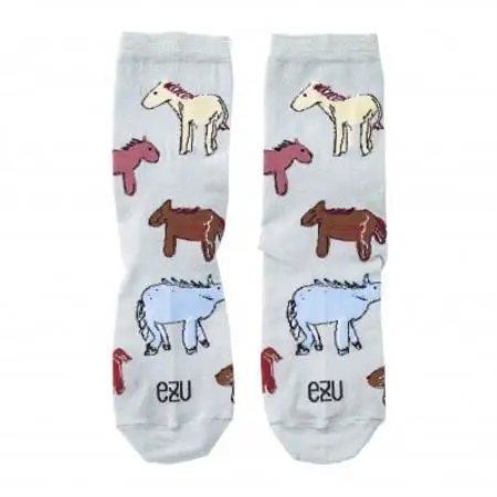 【ezu】horses chattering socks　◆靴下◆おしゃれ◆ジャガード編み◆お馬【1735272】
