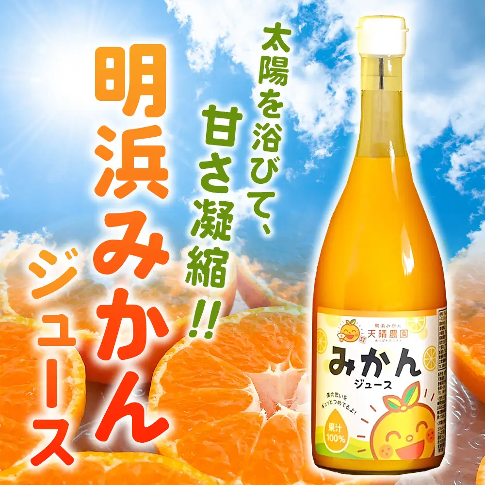 ＜愛媛県明浜産 天晴みかんジュース 720ml×4本セット＞ 蜜柑 みかん ミカン 果物 オレンジ 果汁 ジューシー フルーツ 温州みかん 飲料 ジュース 飲み物 セット 濃厚 株式会社笑丸 特産品 愛媛県 西予市 【常温】 『1か月以内に順次出荷予定』 AAN0059