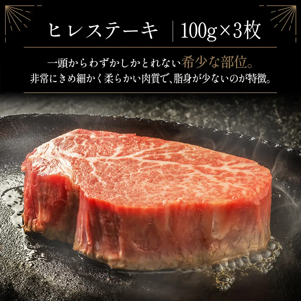 宮崎牛 ヒレ ステーキ 合計300g（100g×3枚）D160-14D