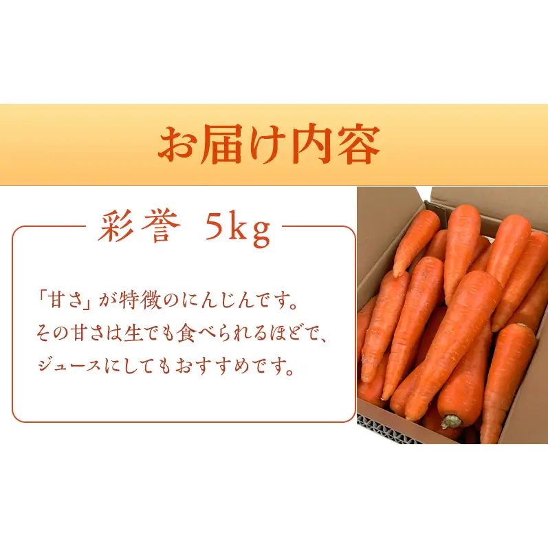 にんじん 5kg 彩誉 先行予約 人参 ニンジン 岸和田市産 ブランド野菜 【数量限定】高糖度 甘い 野菜ジュース スムージー キャロット 旬 野菜 産地直送 常備菜 料理 大阪府 岸和田市