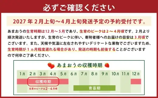 数量限定 福岡県産 あまおう 計 1080g 270g×4パック【2027年2月上旬～4月上旬発送予定】
