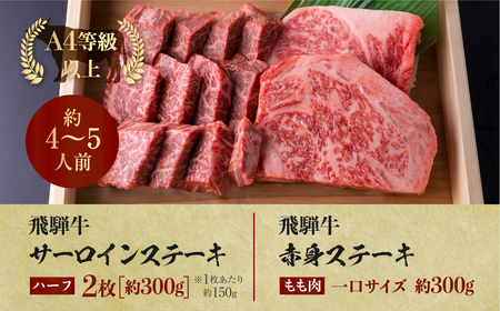 【2週間～発送】飛騨牛 ステーキ  2種食べ比べ 計600g  牛肉 ステーキ [S464]