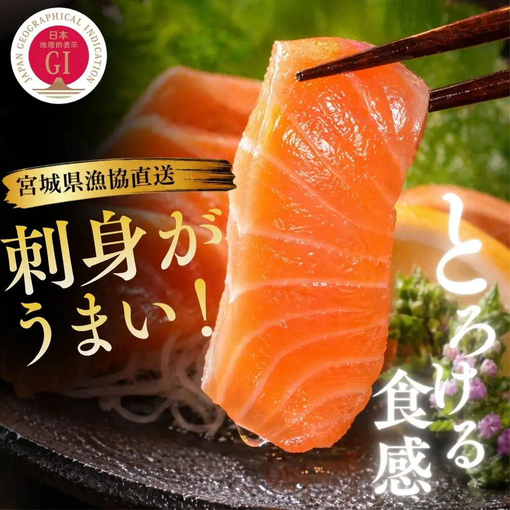 【宮城県漁協直送】【小分け】冷凍 生食 みやぎサーモン（小骨処理済）刺身用柵 約550g（2パック）半身 サーモン 鮭 刺身 銀鮭 骨取り 骨なし サーモンフィレ 切り身 フィレ さけ サケ シャケ しゃけ 魚 海鮮 魚介 お刺身 焼き魚 切身 無塩 酒の肴 おかず おつまみ お取り寄せ 人気 宮城県 GI登録