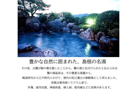 さぎの湯荘 ご宿泊券 30,000円分【宿泊券 温泉 源泉かけ流し 露天風呂 チケット 創業100年 田園風景 宿泊 旅行 くつろぎ 贅沢 癒し リフレッシュ ご褒美 ギフト 自分用 島根県 安来市 】