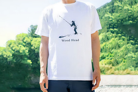 Wood HeadオリジナルロゴTシャツ Mサイズ WH-10-2│徳島 那賀 白Tシャツ Tシャツ 半袖シャツ 半袖 ロゴ おしゃれ おみやげ お洒落