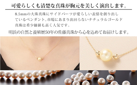 ＜明浜産真珠ペンダント・ファボリ(ゴールド)＞ 8.5～9.0mm 保証書付 純国産 高品質 パール あこや ネックレス アクセサリー レディース 女性 誕生日 記念日 成人祝い 佐藤真珠 愛媛県 西予市【常温】『最短10営業日以内に順次発送予定』 ASS0028