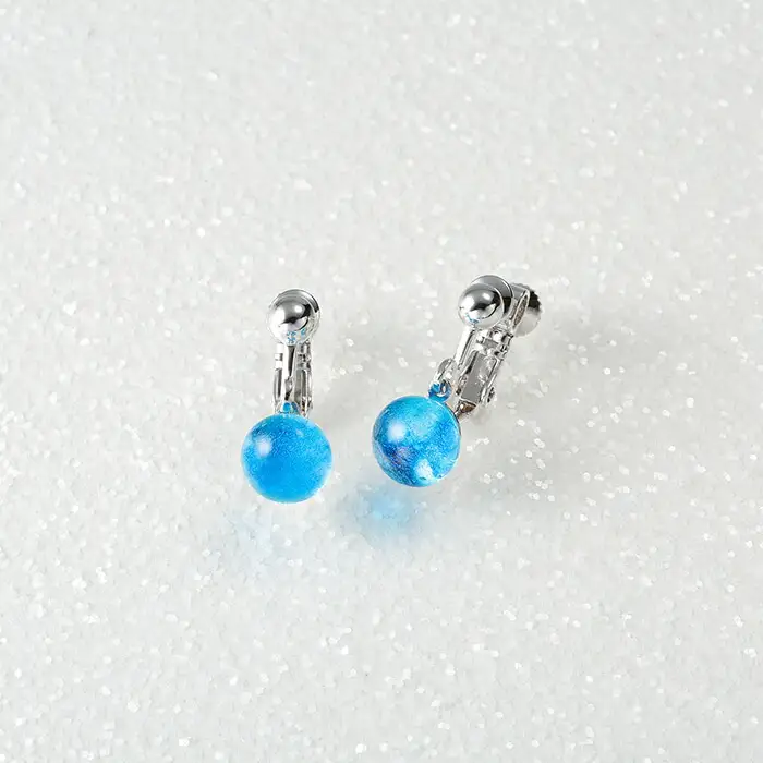 2465.ジュエリー イヤリング アクセサリー 湖水 ガラス細工 ハンドメイド 手作り 北海道 弟子屈町