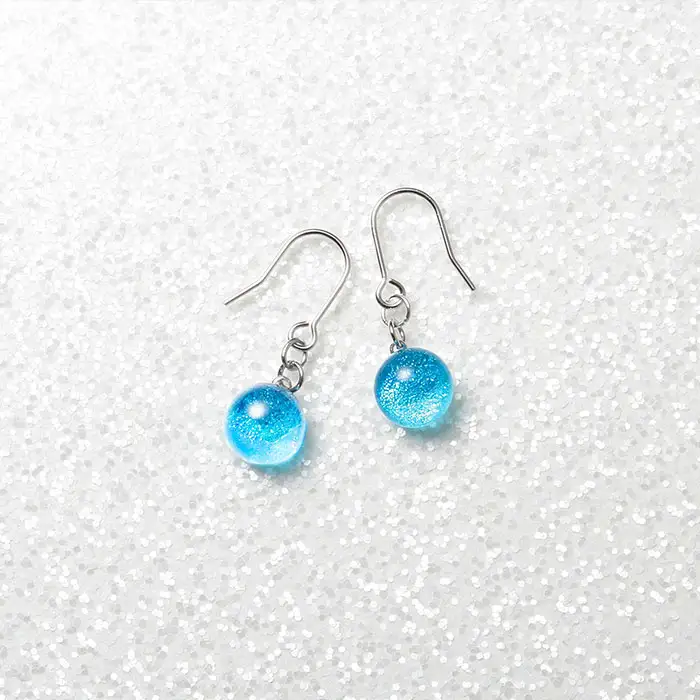 2467.ジュエリー ピアス アクセサリー 湖水 ガラス細工 ハンドメイド 手作り 北海道 弟子屈町