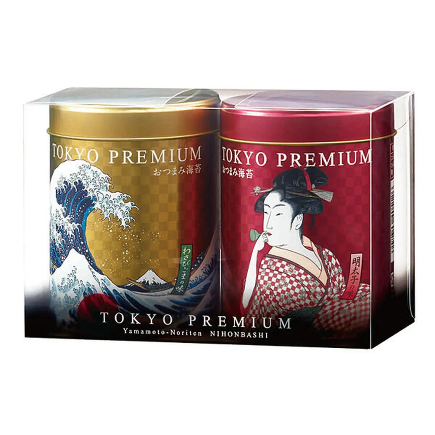 山本海苔店 浮世絵デザイン缶 おつまみ海苔 2缶詰合せ：A090-023