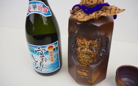 琉球泡盛【宜野座のしずく】＆シーサー型宜野座村章入り酒瓶