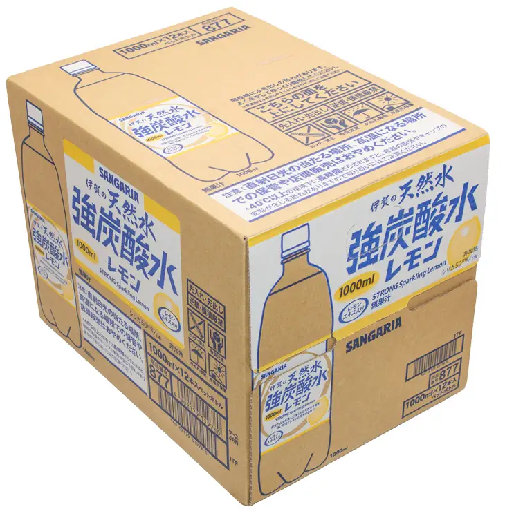 サンガリア伊賀の天然水 強炭酸水レモン（1リットル×2ケース）【igge0023】
