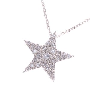 K18WG(ホワイトゴールド) ダイヤネックレス 星(P6140)