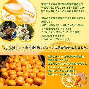 みかん蜂蜜「ジオハニー」170g×３瓶と柑橘生搾りジュース720ml×１本のセット USS0006