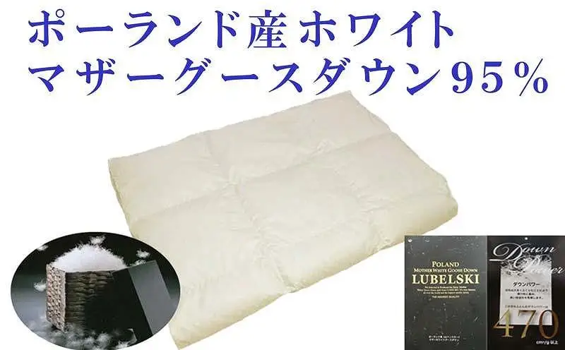 羽毛肌掛け布団 シングル ポーランド産マザーグース95％ ダウンパワー470 羽毛布団【BE009】