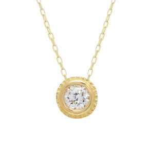 【K18イエローゴールド】SIクラスダイヤモンド0.1ctシンプルネックレス【TK-12853】