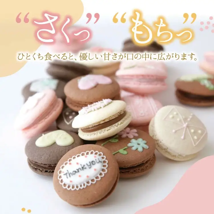 マカロン 20個 セット 手描きイラスト入り ご褒美スイーツや贈り物に｜お菓子 菓子 おやつ 洋菓子 焼き菓子 ギフト ※北海道・沖縄・離島への配送不可