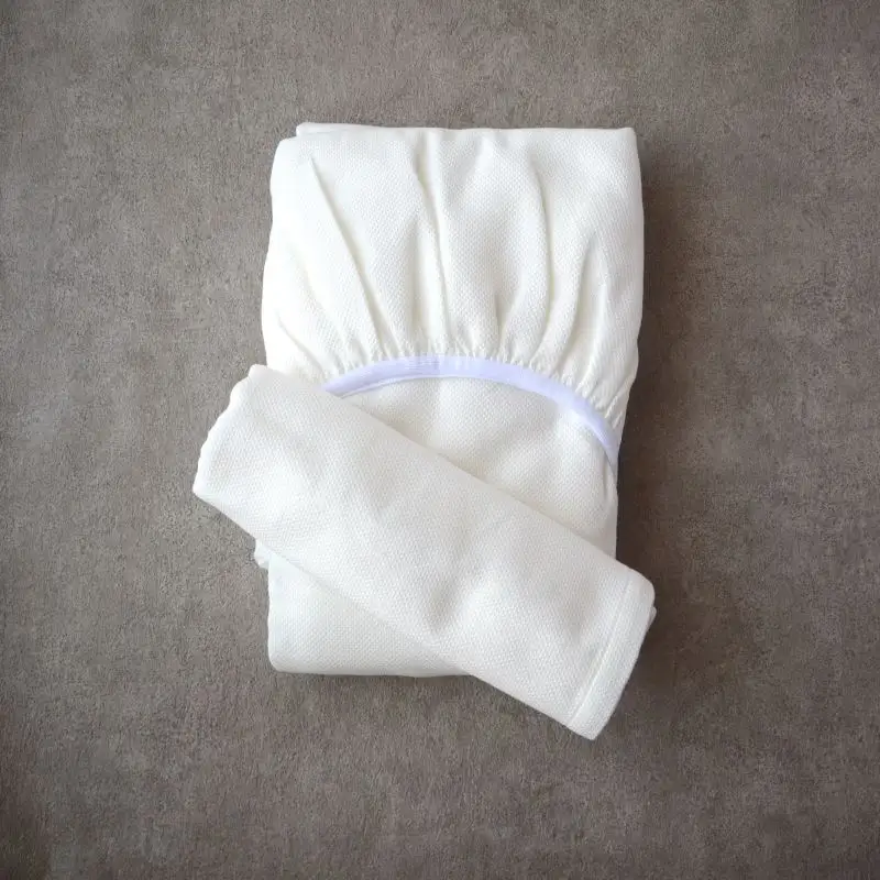 【tissu de coton/ハニカム織】泉州南部織 「ボックス」シングルシーツ＆ピロー（WH）