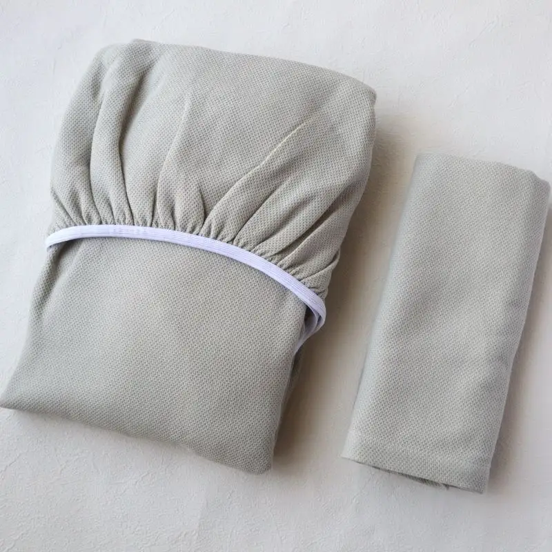 【tissu de coton/ハニカム織】泉州南部織 「ボックス」シングルシーツ＆ピロー（LGY）