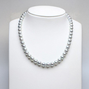 定番8～8.5ミリ　アコヤ真珠　グレーブルーネックレス／　真珠　南伊勢町　パールハヤシ　三重県　伊勢志摩産