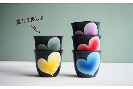 【波佐見焼】mignon ハート フリーカップ 5個セット 食器 皿 【紫明窯・作家はな】【陶藤】 [BE08]  波佐見焼