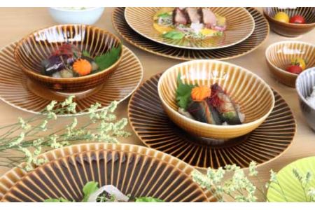 【波佐見焼】しのぎシリーズ プレート 大皿 茶碗 小鉢 含む プレミアム22点セット 食器 皿 【一龍陶苑】 [CC44]  波佐見焼