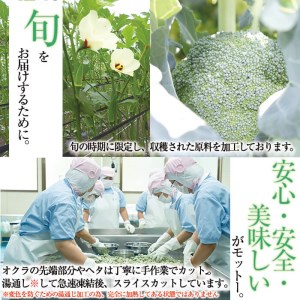 【志布志市制20周年記念】国産冷凍カット野菜（ブロッコリー・オクラスライス）計1.1kg おくら オクラ ブロッコリー 野菜 冷凍 カット カット野菜 国産 簡単 手軽 サラダ 味噌汁 スープ お弁当 a0-399