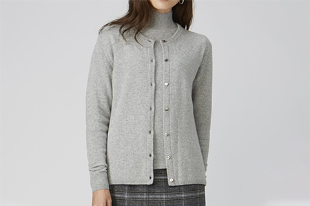 希少ベビーカシミヤ100％ 女性 カーディガン M ライトグレー 1枚 20402M GY [0893]