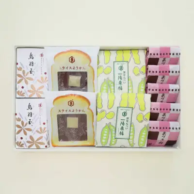 【 京菓子司 亀屋良長 】詰合せ（烏羽玉・あづき餅・スライスようかん・一陽来福）［ 京都 スイーツ あんこ 羊羹 おもち おいしい 人気 おすすめ お取り寄せ お菓子 和菓子 詰合せ ］