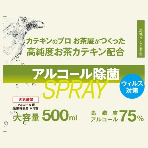 高純度お茶カテキン配合アルコール除菌スプレー500ml×2個　[AF057ya]