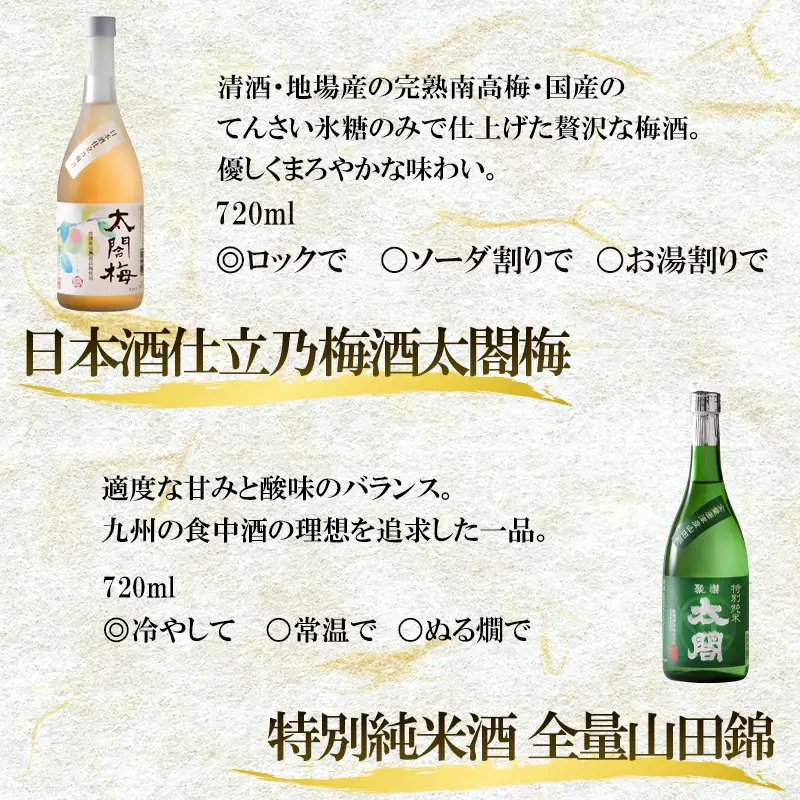 唐津地酒太閤 芳醇な辛口の特別純米酒と口当たり柔らかな梅酒 720ml各1本(計2本) 日本酒・梅酒芳醇セットA-4