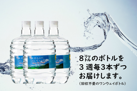 【定期配送1年 計17回 本州エリア用】ウォーターサーバー定期便 奥大山のおいしい水 8L×3本 サーバー無料レンタル付 天然水 0508