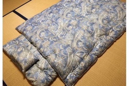 『洋風仕立て』素朴なコットン肌布団＜抗菌・防ダニ＞/シングル・ブルー