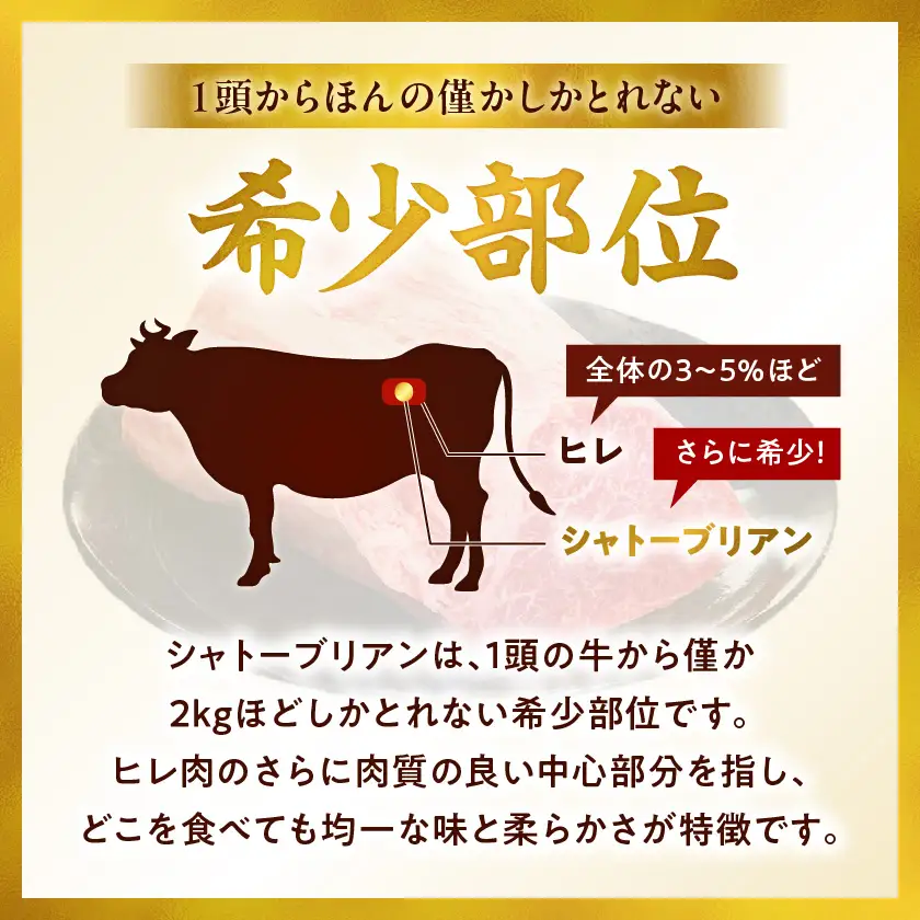 宮崎牛シャトーブリアンブロック1kg〔AJ-8901〕_ (都城市) 宮崎牛肉 希少部位 シャトーブリアン (1キロ) 塊肉 ブロック肉 カットしてステーキ 焼肉などに お誕生日 贈り物 ギフト 贈答用
