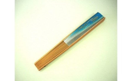 【青色】伝統工芸士が手加工 金銀砂子細工加飾扇子 ／ 手づくり 和雑貨 [宮川紙工 埼玉県 小川町 078]