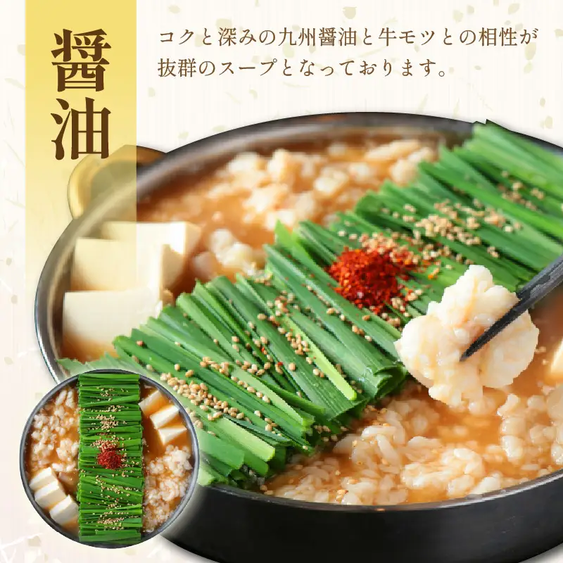【国産牛もつ100%使用】もつ鍋醤油味セット 2人前+牛もつ追加400g【C3-023】