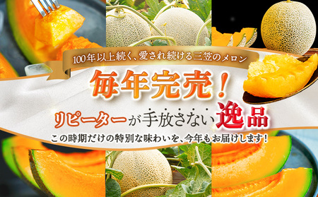 《2026年分受付中》大玉！とろける食感の北海道三笠メロン2玉入(3.2kg以上)【0106203】