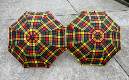 【 かさ 】雨傘 格子柄 駒取り 58cm［黄色］（共袋付）男女共用 1本