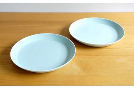 【白山陶器】【磁器の美しさ】 S-lineシンプルな25cm プレート 皿 2枚セット 青白釉【波佐見焼】 [TA57] 波佐見焼
