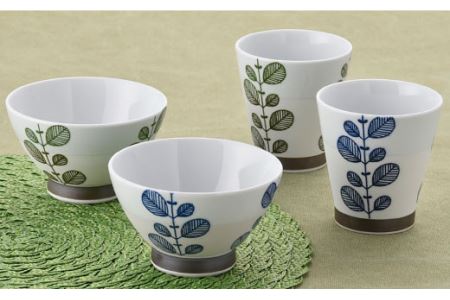 【波佐見焼】ミント くらわんか 茶碗 カップ 各2色 計4点セット 食器 皿 【新生和】 [DE01] 波佐見焼