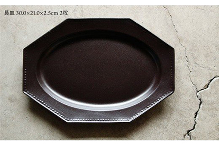 【波佐見焼】黒釉薬オクトゴナル長皿・皿（大/小）各5枚 大皿 小皿 取り皿 食器 皿 【吉田健宗】 [RB04] 波佐見焼