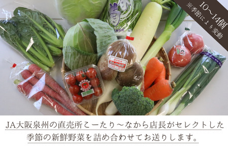 JA大阪泉州 直売所店長セレクト 新鮮野菜セット10～14個