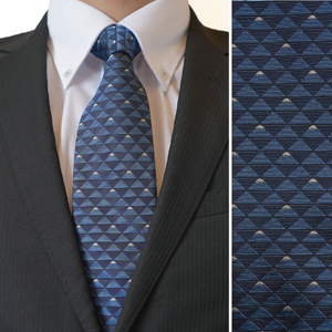 カシワギオリジナル　ネクタイ「山並」ネイビー ネクタイ シルク メンズ 男 