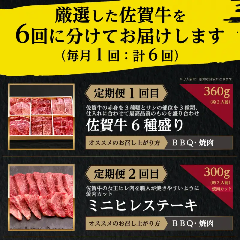 「定期便全6回」 佐賀牛 BBQや焼肉好きな方におすすめ 寄附翌月から発送 (合計3.46kg)A5～A4等級 ギフト 贈り物 アウトドア