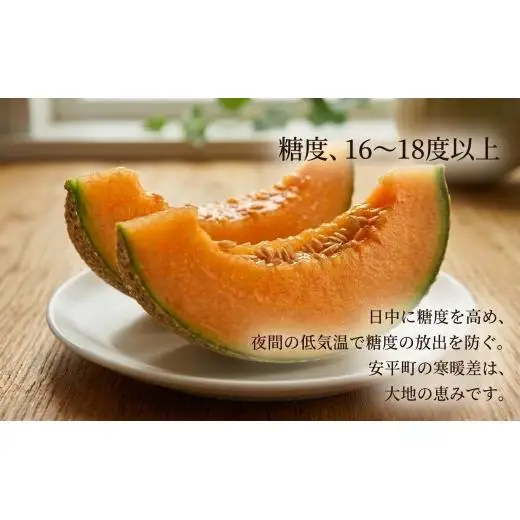 メロン ＜数量限定＞ おいわけメロン 糖度16度以上 1.4kg前後×3玉 赤肉 北海道 安平町産 【1137369】