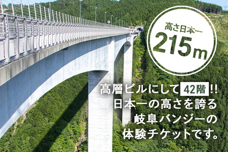 【高さ215ｍ】日本一のバンジージャンプ「岐阜バンジー」3,000円割引券
