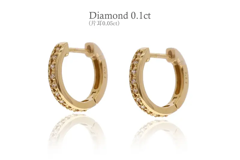 K18イエローゴールド ダイヤモンドフープピアス(0.1ct)46-3426