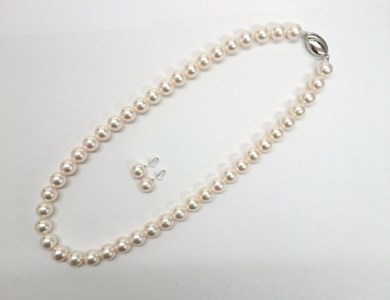 621 大粒アコヤ真珠8.5-9.0mmupネックレス・ピアスセット（イヤリングに変更可能）　パール チョーカ あこや 大粒 定番 フォーマル ギフト 贈り物 シンプル 冠婚葬祭 結婚式 入学式 卒業式 伊勢志摩