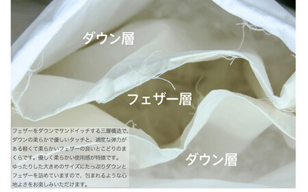 【河田フェザー使用】 ゆったり大きめ やわらか 三層羽根まくら （GP-3） ECOダウン フェザー 高級 まくら マクラ 枕 寝具 寝心地 品質 高級 ホテル 日本製 河田フェザー 羽毛 睡眠 清潔 AE1