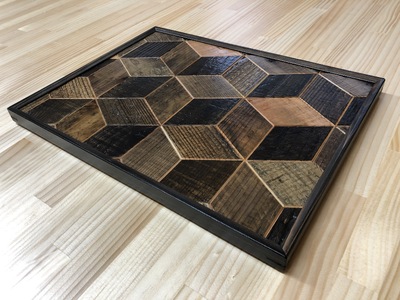 AV6　KOZAinoOBON【古材のお盆】ポリゴン 【 古材 お盆 和風 ランチョンマット トレイ トレー レトロ 手作り 木製 木目 多角形 】