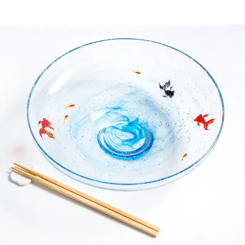 ＜ガラス作家 松尾具美＞大鉢「水光」 硝子 ガラス 大鉢 鉢 金魚 めだか 松尾具美 贈り物 ギフト F6L-1269